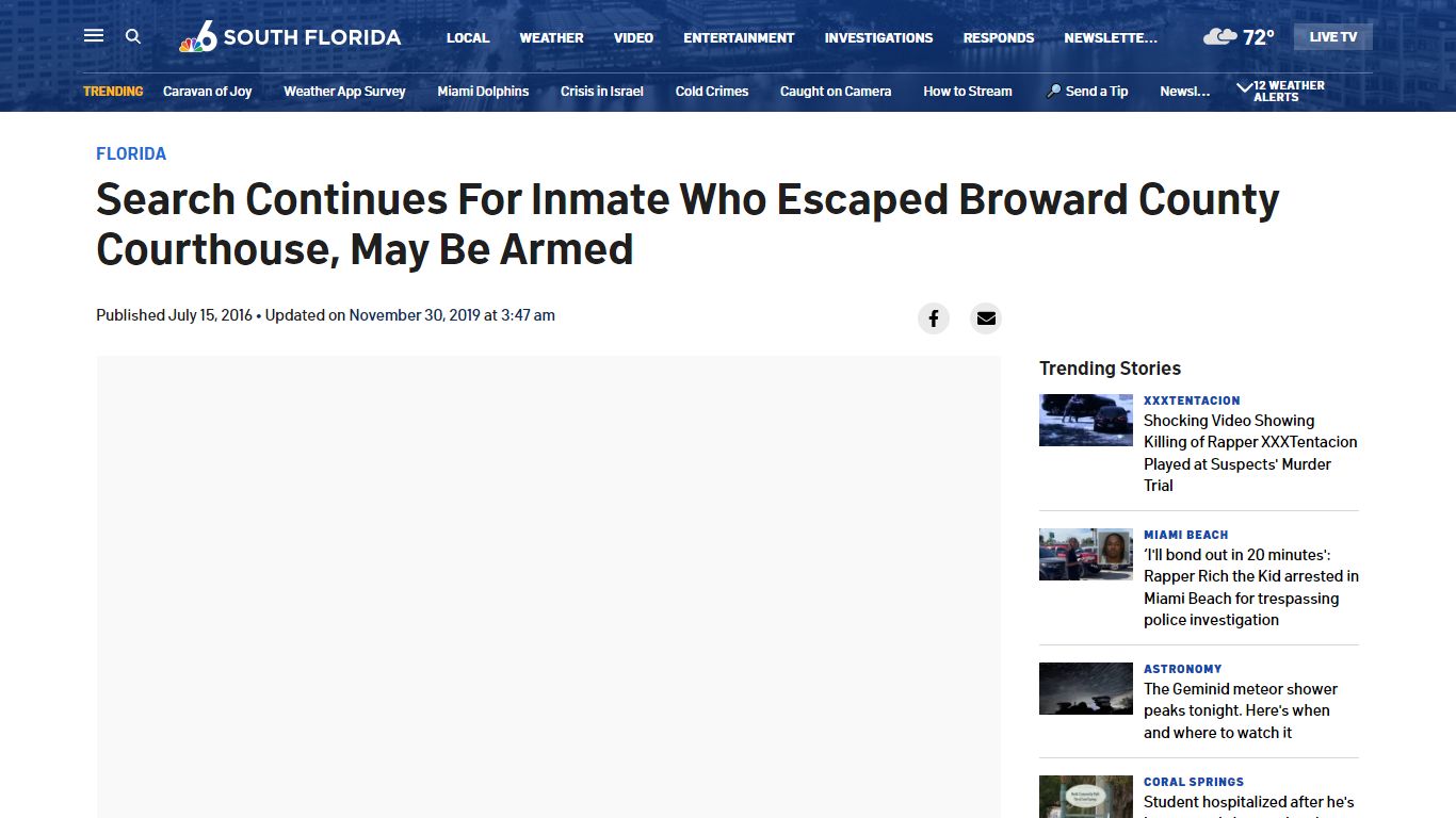 Search Continues For Inmate Who Escaped Broward County Courthouse, May ...